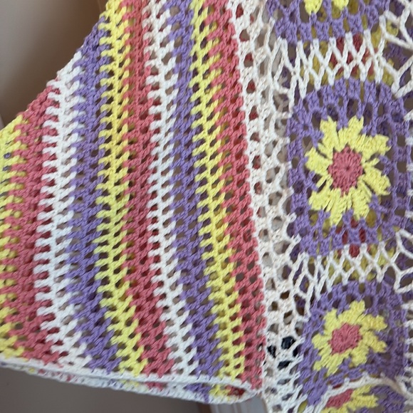 POL Women’s Medium Multicolor granny Square Crochet Knit Sweater top - Picture 5 of 6